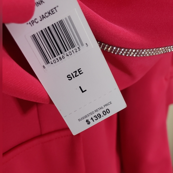 JM Studio by John Meyer Women's Pink Bling Rhinestone Blazer NWT (Large) - Picture 7 of 9